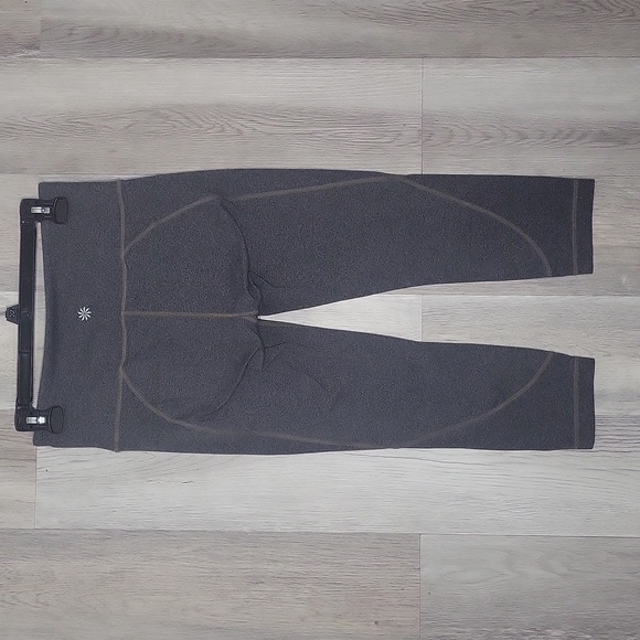 🛍Athleta Womens‎ S Grey Contrast Stitch Capri Leggins Active Stretch Workout - Picture 2 of 8